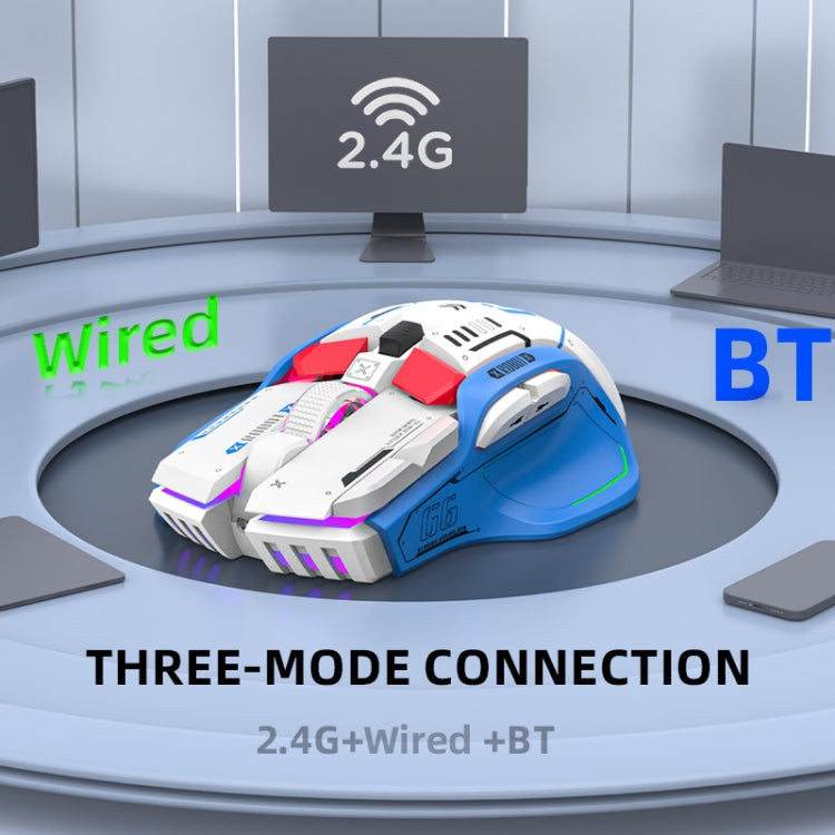 HXSJ G6 10 Keys RGB 12800DPI Tri-mode Wireless Gaming Mouse(White) - free shipping - PMC Jewellery - Order now!
