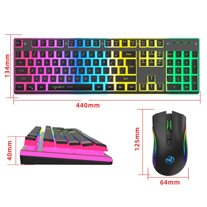 HXSJ L96 2.4G Wireless RGB Backlit Keyboard and Mouse Set 104 Pudding Key Caps + 4800DPI Mouse(Black) - Wireless Keyboard by HXSJ | Online Shopping South Africa | PMC Jewellery | Buy Now Pay Later Mobicred