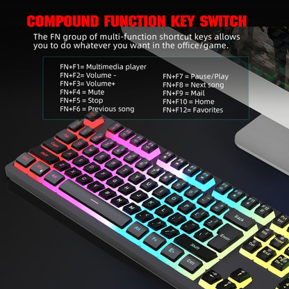 HXSJ L200+X100 Wired RGB Backlit Keyboard and Mouse Set 104 Pudding Key Caps + 3600DPI Mouse(Black) - Wired Keyboard by HXSJ | Online Shopping South Africa | PMC Jewellery | Buy Now Pay Later Mobicred