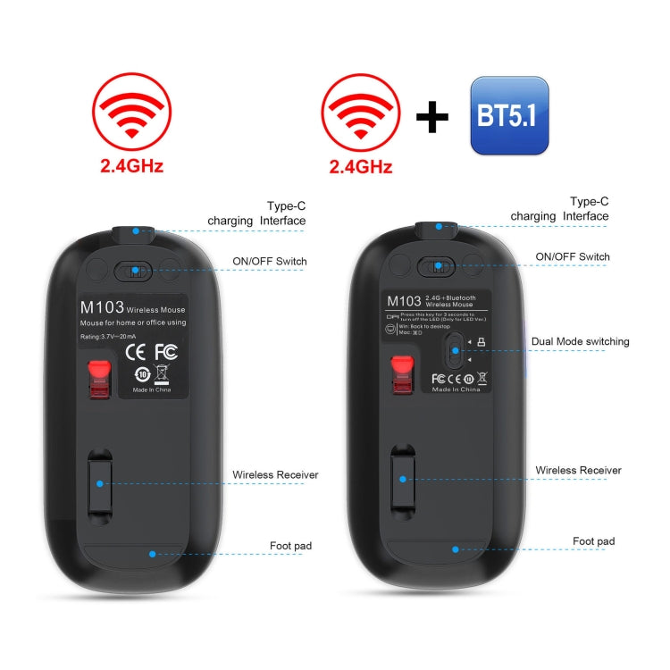 HXSJ M103 1600DPI 2.4GHz Wireless Rechargeable Mouse(Grey) - Wireless Mice by HXSJ | Online Shopping South Africa | PMC TechLife | Buy Now Pay Later Mobicred