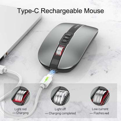 HXSJ M113 2400DPI Dual Mode 2.4GHz + Bluetooth 5.1 Wireless Mouse(Metallic Grey) - Wireless Mice by HXSJ | Online Shopping South Africa | PMC Jewellery | Buy Now Pay Later Mobicred