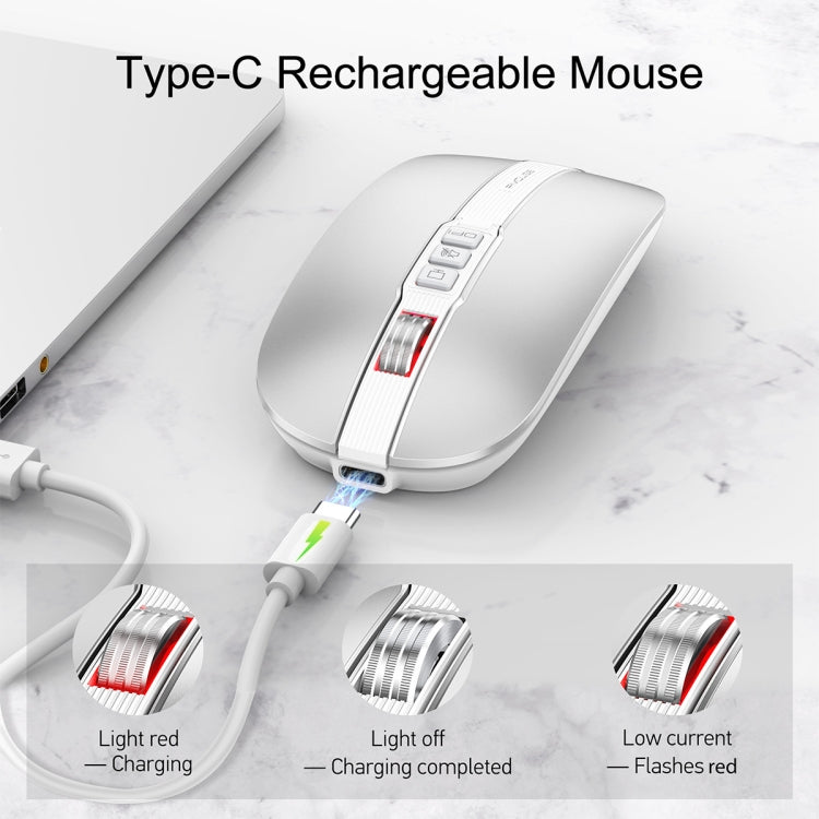 HXSJ M113 2400DPI Dual Mode 2.4GHz + Bluetooth 5.1 Wireless Mouse(Space Silver) - Wireless Mice by HXSJ | Online Shopping South Africa | PMC Jewellery | Buy Now Pay Later Mobicred