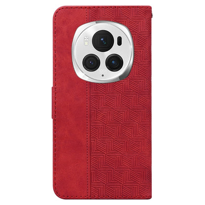 For Honor Magic6 Pro Geometric Embossed Leather Phone Case(Red) - Honor Cases by PMC Jewellery | Online Shopping South Africa | PMC Jewellery | Buy Now Pay Later Mobicred