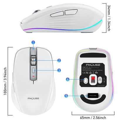 HXSJ M303 2400DPI Dual Mode 2.4GHz + Bluetooth 5.1 Wireless Mouse(White) - Wireless Mice by HXSJ | Online Shopping South Africa | PMC Jewellery | Buy Now Pay Later Mobicred