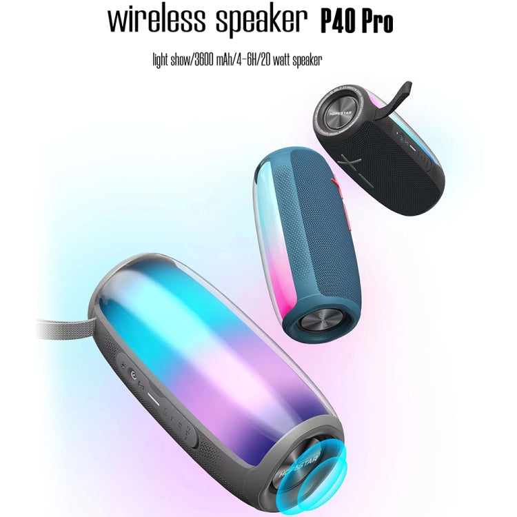 HOPESTAR P40 Pro IPX6 Waterproof RGB Light Wireless Bluetooth Speaker(Grey) - free shipping - PMC Jewellery - Order now!
