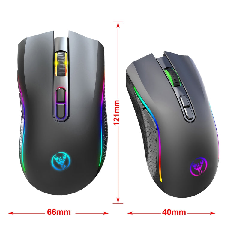 HXSJ T69 4800DPI RGB 2.4GHz Wireless Mouse(Black) - Wireless Mice by HXSJ | Online Shopping South Africa | PMC Jewellery | Buy Now Pay Later Mobicred