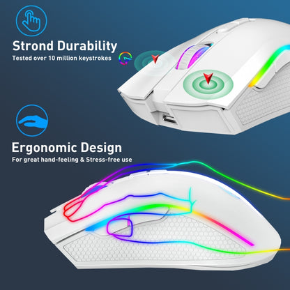 HXSJ T69 4800DPI RGB 2.4GHz Wireless Mouse(White) - Wireless Mice by HXSJ | Online Shopping South Africa | PMC Jewellery