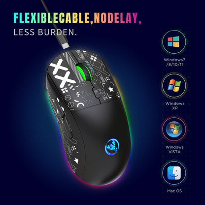 HXSJ T90 RGB Light Three-mode Wireless Gaming Mouse(White) - Wireless Mice by HXSJ | Online Shopping South Africa | PMC Jewellery | Buy Now Pay Later Mobicred