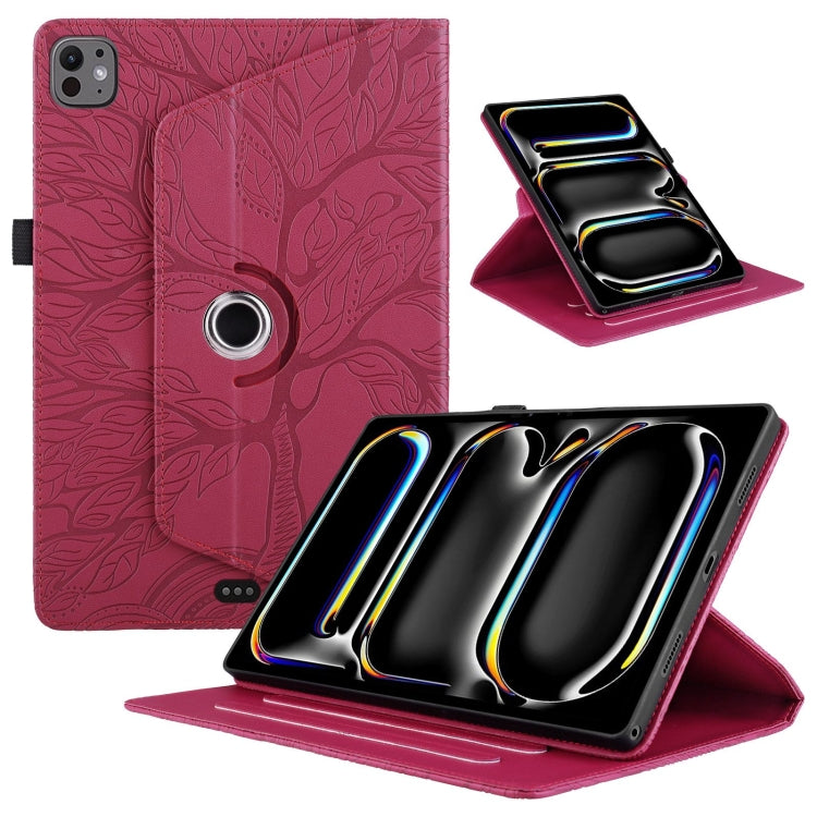 For iPad Pro 13 2024 Tree Life Embossed Rotation Leather Smart Tablet Case(Red) - iPad Pro 13 2024 Cases by PMC Jewellery | Online Shopping South Africa | PMC Jewellery | Buy Now Pay Later Mobicred