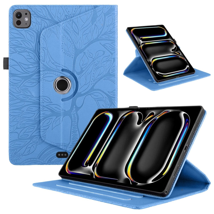 For iPad Pro 13 2024 Tree Life Embossed Rotation Leather Smart Tablet Case(Blue) - iPad Pro 13 2024 Cases by PMC Jewellery | Online Shopping South Africa | PMC Jewellery | Buy Now Pay Later Mobicred