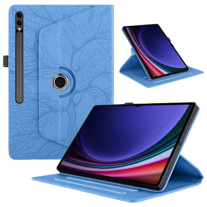 For Samsung Galaxy Tab S9 Ultra/S8 Ultra Tree Life Embossed Rotation Leather Tablet Case(Blue) - Galaxy Tab S9 Ultra Cases by PMC Jewellery | Online Shopping South Africa | PMC Jewellery | Buy Now Pay Later Mobicred