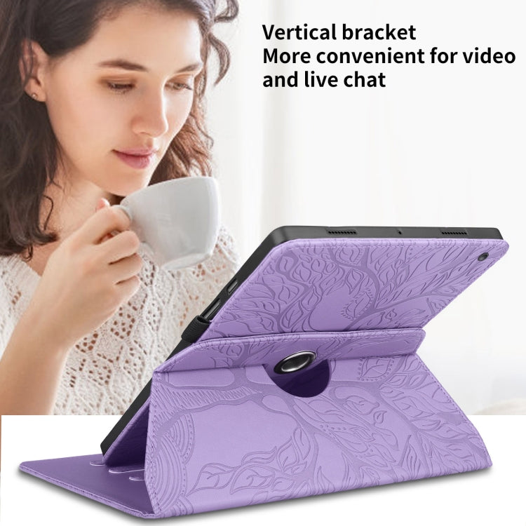 For Amazon Kindle Fire HD8 2022 / 2020 Tree Life Embossed Rotation Leather Tablet Case(Purple) - free shipping - PMC TechLife - Order now!