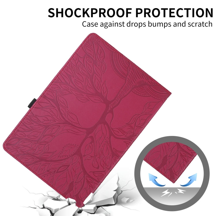 For Amazon Kindle Fire HD10 2021 Tree Life Embossed Rotation Leather Tablet Case(Red) - Amazon by PMC TechLife | Online Shopping South Africa | PMC TechLife | Buy Now Pay Later Mobicred