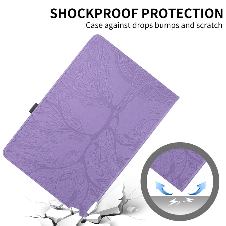 For Amazon Kindle Fire HD10 2021 Tree Life Embossed Rotation Leather Tablet Case(Purple) - Amazon by PMC TechLife | Online Shopping South Africa | PMC TechLife | Buy Now Pay Later Mobicred
