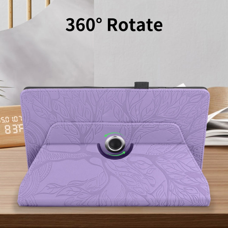 For Amazon Kindle Fire HD10 2021 Tree Life Embossed Rotation Leather Tablet Case(Purple) - Amazon by PMC TechLife | Online Shopping South Africa | PMC TechLife | Buy Now Pay Later Mobicred