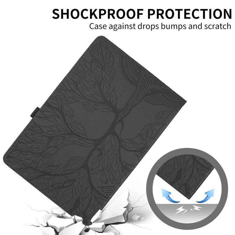 For Lenovo Tab P11 Pro 2nd / Xiaoxin Pad 11 Pro Tree Life Embossed Rotation Leather Tablet Case(Black) - Lenovo by PMC TechLife | Online Shopping South Africa | PMC TechLife | Buy Now Pay Later Mobicred