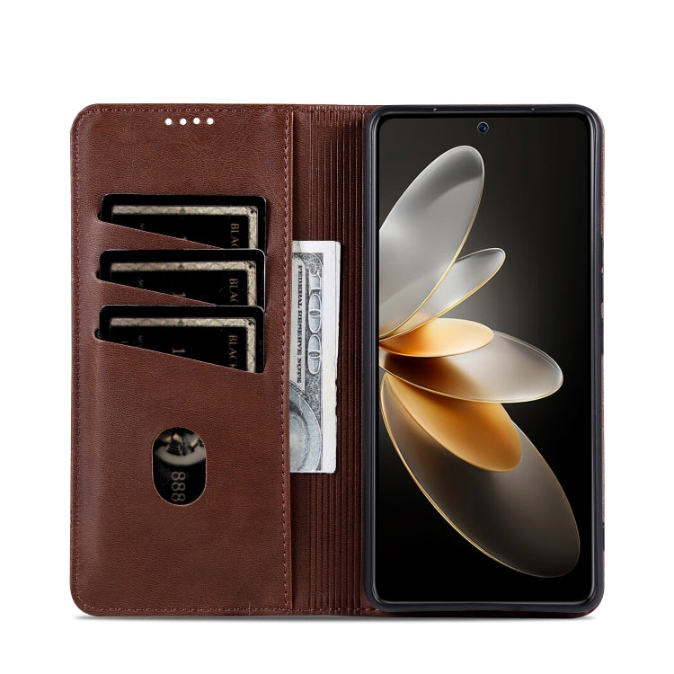 For OPPO K12 AZNS Magnetic Calf Texture Flip Leather Phone Case(Dark Brown) - OPPO Cases by AZNS | Online Shopping South Africa | PMC Jewellery | Buy Now Pay Later Mobicred