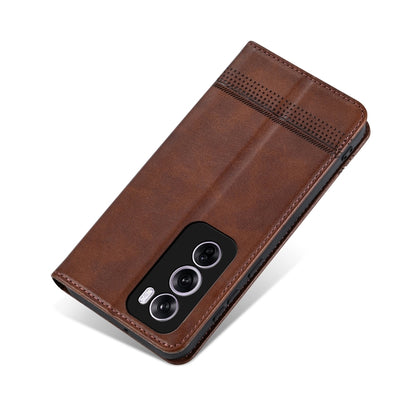 For OPPO Reno12 Pro Global AZNS Magnetic Calf Texture Flip Leather Phone Case(Dark Brown) - Reno12 Pro Cases by AZNS | Online Shopping South Africa | PMC Jewellery | Buy Now Pay Later Mobicred