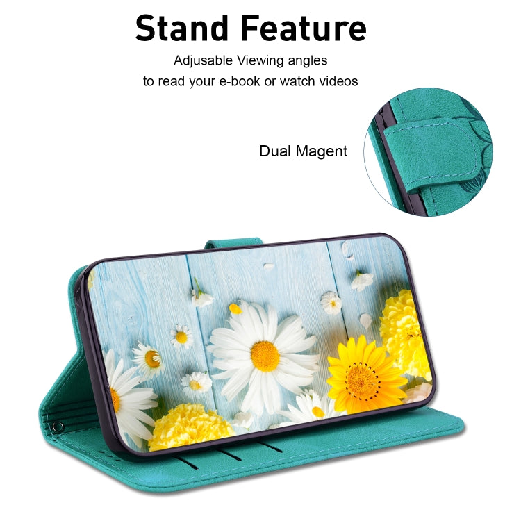 For iPhone 16 Pro Max Lily Embossed Leather Phone Case(Green) - iPhone 16 Pro Max Cases by PMC TechLife | Online Shopping South Africa | PMC TechLife | Buy Now Pay Later Mobicred