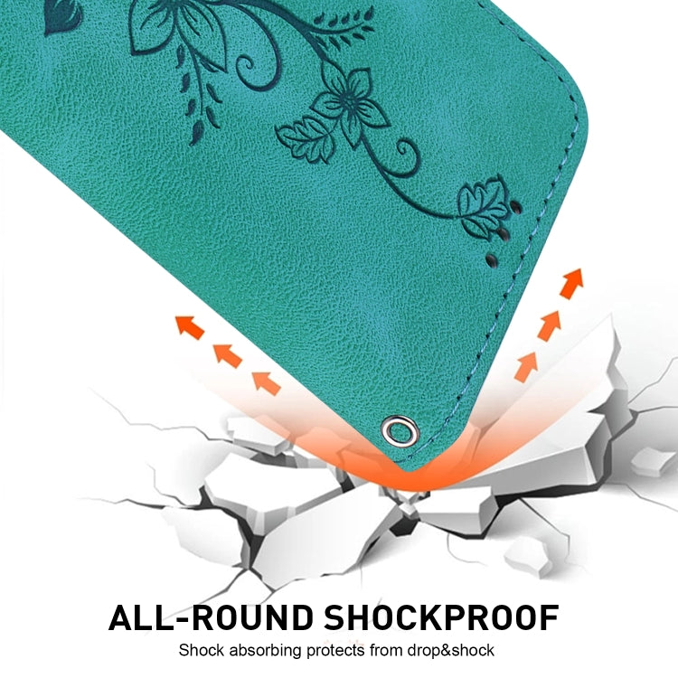 For iPhone 16 Pro Max Lily Embossed Leather Phone Case(Green) - iPhone 16 Pro Max Cases by PMC TechLife | Online Shopping South Africa | PMC TechLife | Buy Now Pay Later Mobicred