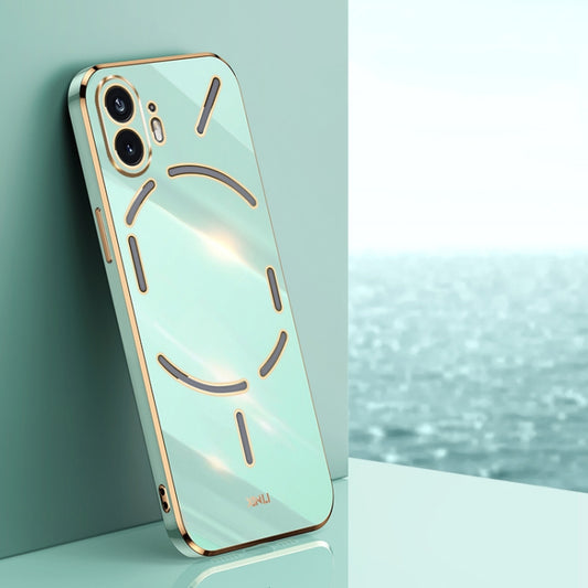 For Nothing Phone 2 XINLI Straight Edge 6D Electroplate TPU Phone Case(Mint Green) - More Brand by XINLI | Online Shopping South Africa | PMC Jewellery | Buy Now Pay Later Mobicred