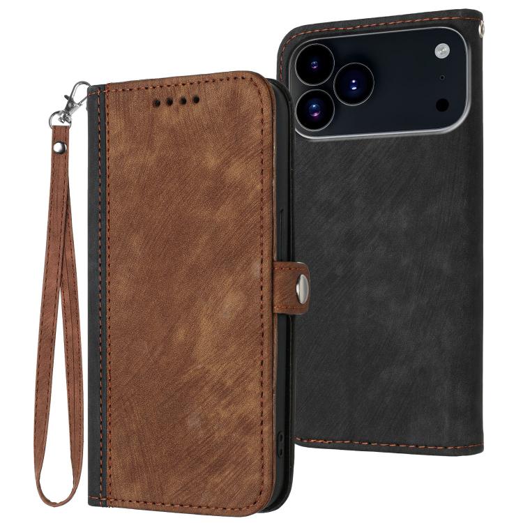 For iPhone 17 Pro Side Buckle Double Fold Hand Strap Leather Phone Case(Brown) - free shipping - PMc TechLife - Order now!