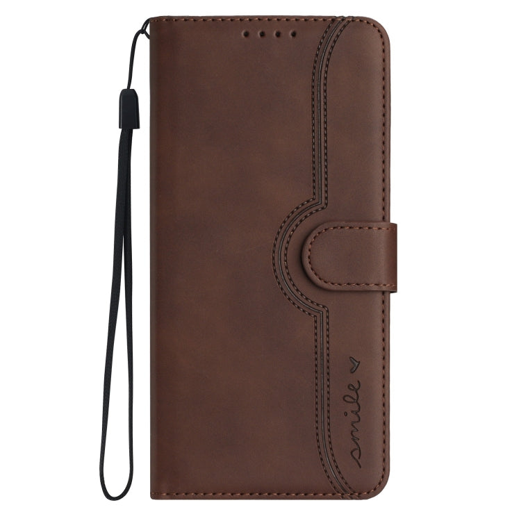 For Huawei Pura 70 Heart Pattern Skin Feel Leather Phone Case(Brown) - Huawei Cases by PMC Jewellery | Online Shopping South Africa | PMC Jewellery | Buy Now Pay Later Mobicred