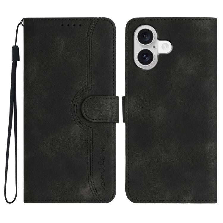 For iPhone 17 Heart Pattern Skin Feel Leather Phone Case(Black) - free shipping - PMc TechLife - Order now!