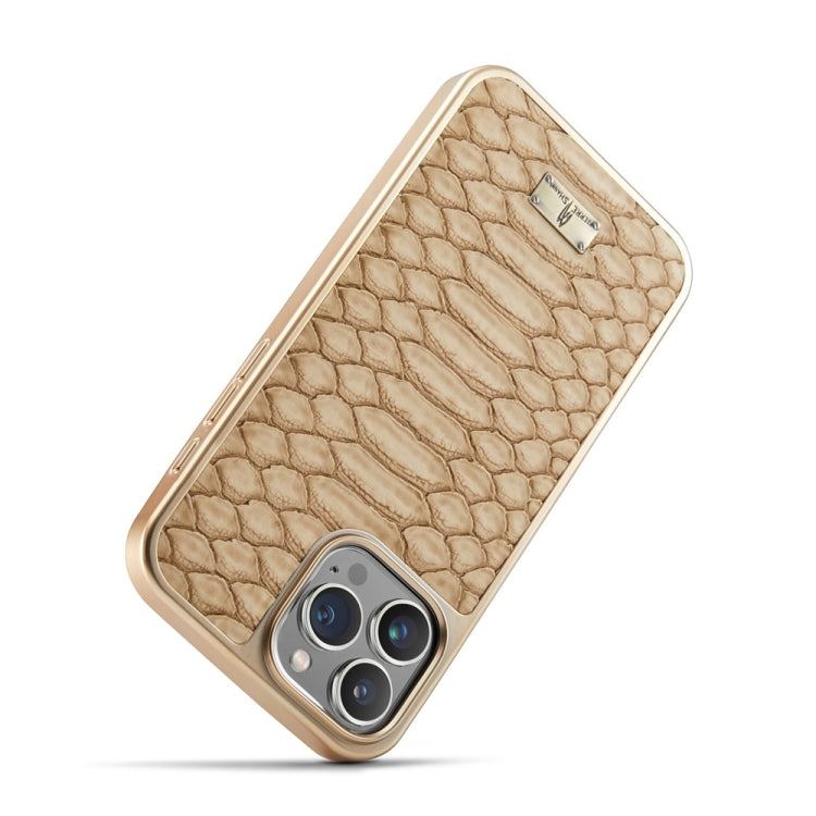 For iPhone 16 Pro Max Fierre Shann Python Texture Electroplating PU Phone Case(White) - free shipping - PMC Jewellery - Order now!