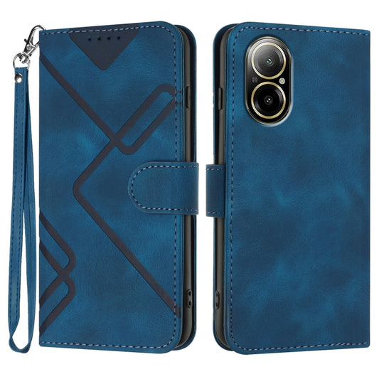 For Realme C67 4G Global Line Pattern Skin Feel Leather Phone Case(Royal Blue) - C67 Cases by PMC Jewellery | Online Shopping South Africa | PMC Jewellery | Buy Now Pay Later Mobicred