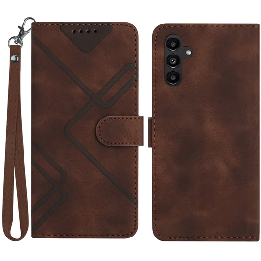 For Samsung Galaxy S23 FE 5G Line Pattern Skin Feel Leather Phone Case(Coffee) - Galaxy S23 FE 5G Cases by PMC Jewellery | Online Shopping South Africa | PMC Jewellery