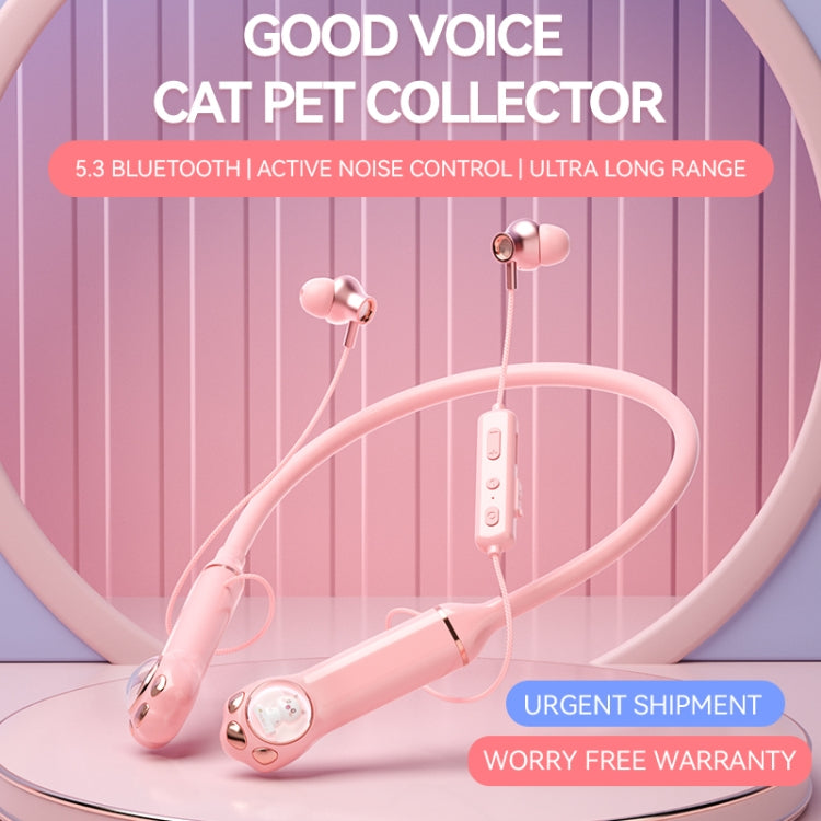 K1692 Meow Planet Neck-mounted Noise Reduction Sports Bluetooth Earphones(Pink) - Neck-mounted Earphone by PMC Jewellery | Online Shopping South Africa | PMC Jewellery | Buy Now Pay Later Mobicred