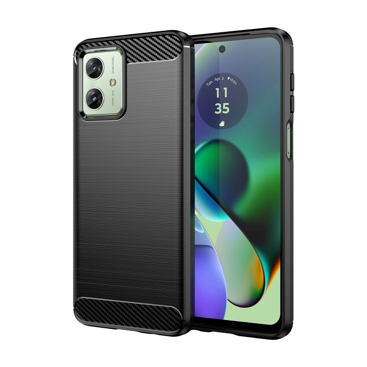 For Motorola Moto G54 Global Brushed Texture Carbon Fiber TPU Phone Case(Black) - Motorola Cases by PMC Jewellery | Online Shopping South Africa | PMC Jewellery | Buy Now Pay Later Mobicred