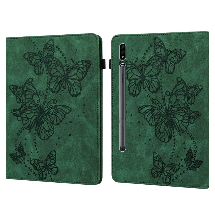 For Samsung Galaxy Tab S9 Embossed Butterfly Pattern Leather Tablet Case(Green) - Galaxy Tab S9 Cases by PMC Jewellery | Online Shopping South Africa | PMC Jewellery | Buy Now Pay Later Mobicred