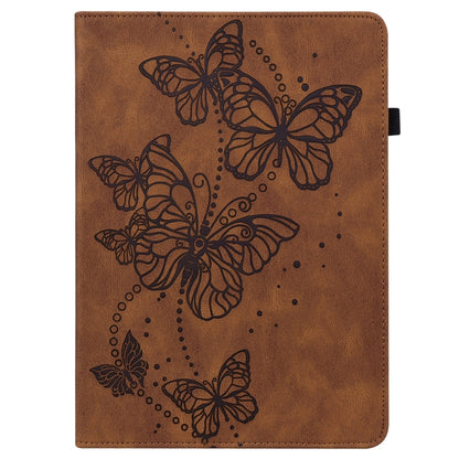 For Samsung Galaxy Tab S9 Embossed Butterfly Pattern Leather Tablet Case(Brown) - Galaxy Tab S9 Cases by PMC Jewellery | Online Shopping South Africa | PMC Jewellery | Buy Now Pay Later Mobicred