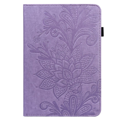 For Samsung Galaxy Tab S9 Lace Flower Embossing Pattern Leather Tablet Case(Purple) - Galaxy Tab S9 Cases by PMC Jewellery | Online Shopping South Africa | PMC Jewellery | Buy Now Pay Later Mobicred