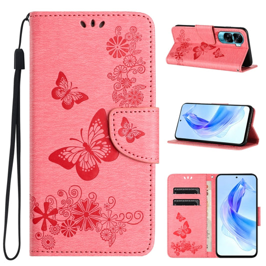 For Honor 90 Lite Butterfly Embossed Flip Leather Phone Case(Pink) - Honor Cases by PMC Jewellery | Online Shopping South Africa | PMC Jewellery