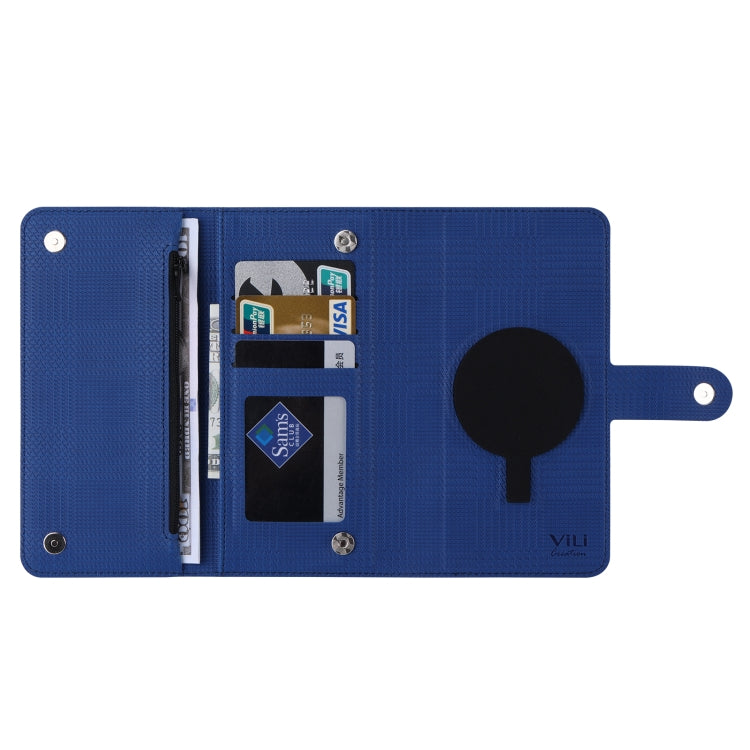 For iPhone 14 ViLi GHB Series MagSafe Magnetic Zipper Leather Phone Case(Blue) - iPhone 14 Cases by ViLi | Online Shopping South Africa | PMC Jewellery | Buy Now Pay Later Mobicred