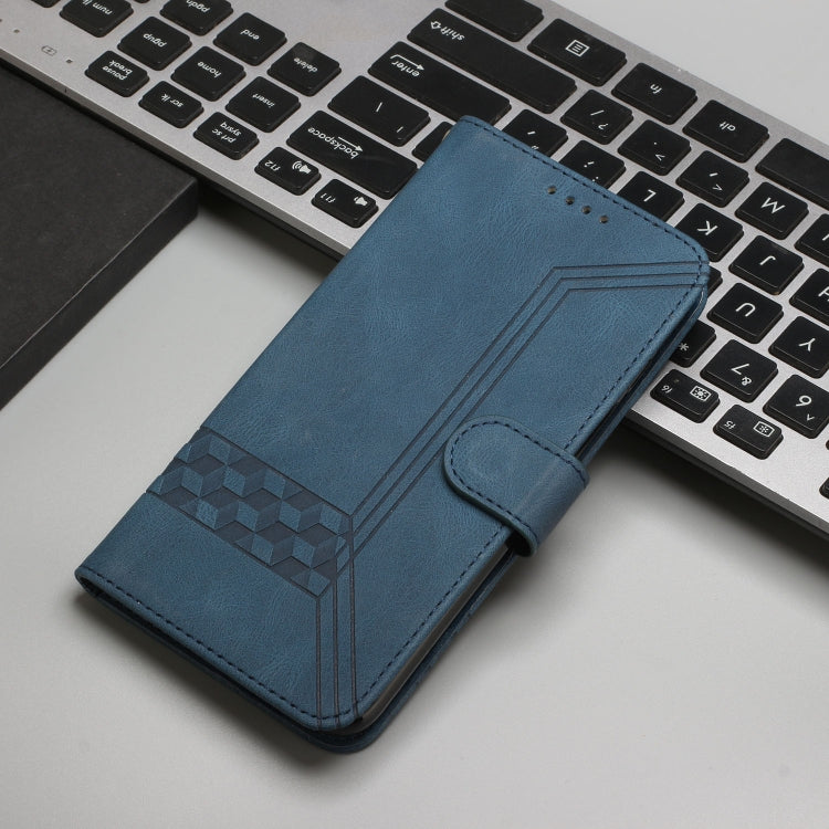 For OPPO A79 Cubic Skin Feel Flip Leather Phone Case(Blue) - free shipping - PMC TechLife - Order now!