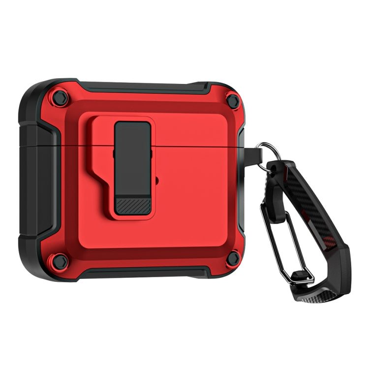 For AirPods 3 TPU + PC Wireless Bluetooth Earphone Protective Case with Switch Lock & Hook(Red) - For AirPods 3 by PMC Jewellery | Online Shopping South Africa | PMC Jewellery | Buy Now Pay Later Mobicred