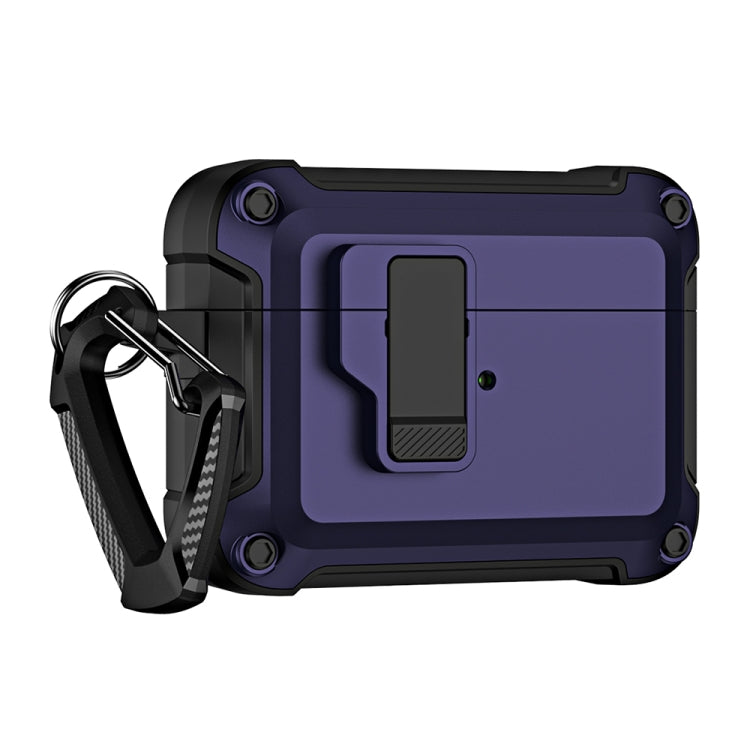 For AirPods Pro 2 TPU + PC Wireless Bluetooth Earphone Protective Case with Switch Lock & Hook(Blue) - For AirPods Pro 2 by PMC Jewellery | Online Shopping South Africa | PMC Jewellery | Buy Now Pay Later Mobicred