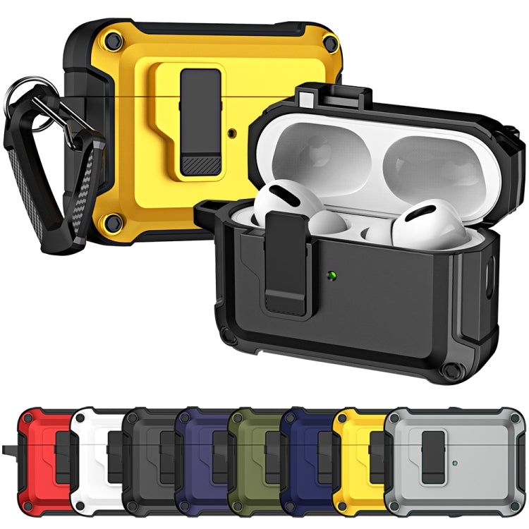 For AirPods Pro 2 TPU + PC Wireless Bluetooth Earphone Protective Case with Switch Lock & Hook(White) - For AirPods Pro 2 by PMC Jewellery | Online Shopping South Africa | PMC Jewellery | Buy Now Pay Later Mobicred