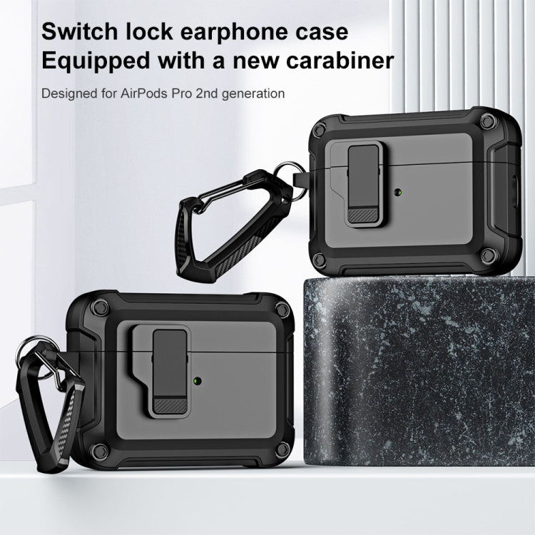 For AirPods Pro 2 TPU + PC Wireless Bluetooth Earphone Protective Case with Switch Lock & Hook(Red) - For AirPods Pro 2 by PMC Jewellery | Online Shopping South Africa | PMC Jewellery | Buy Now Pay Later Mobicred