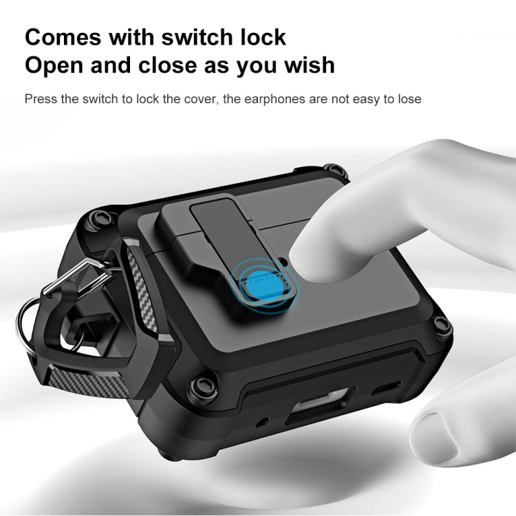 For AirPods Pro 2 TPU + PC Wireless Bluetooth Earphone Protective Case with Switch Lock & Hook(Dark Green) - For AirPods Pro 2 by PMC Jewellery | Online Shopping South Africa | PMC Jewellery | Buy Now Pay Later Mobicred
