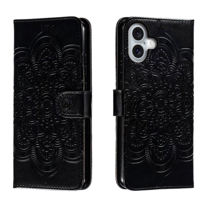 For iPhone 16 Plus Mandala Embossing Pattern Horizontal Flip Leather Phone Case(Black) - iPhone 16 Plus Cases by PMC Jewellery | Online Shopping South Africa | PMC Jewellery | Buy Now Pay Later Mobicred