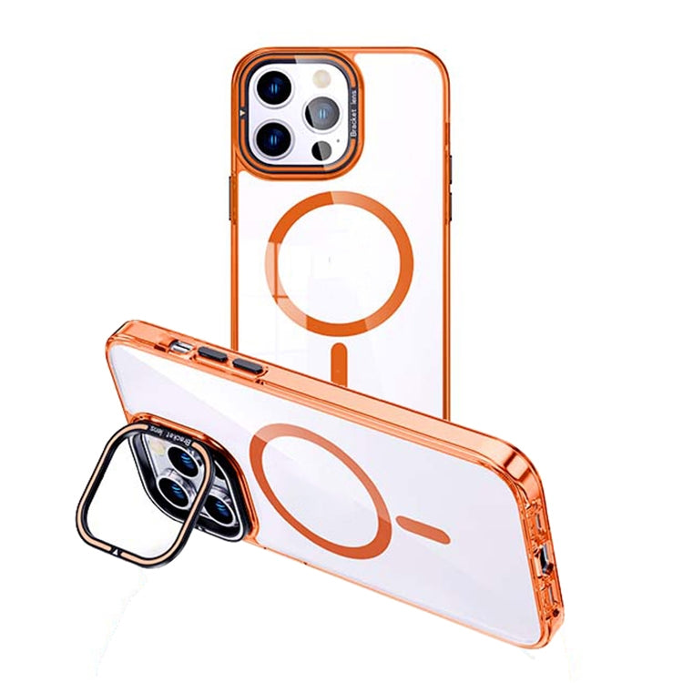 For iPhone 15 Pro MagSafe Magnetic Invisible Holder Transparent Phone Case(Orange) - iPhone 15 Pro Cases by PMC TechLife | Online Shopping South Africa | PMC TechLife