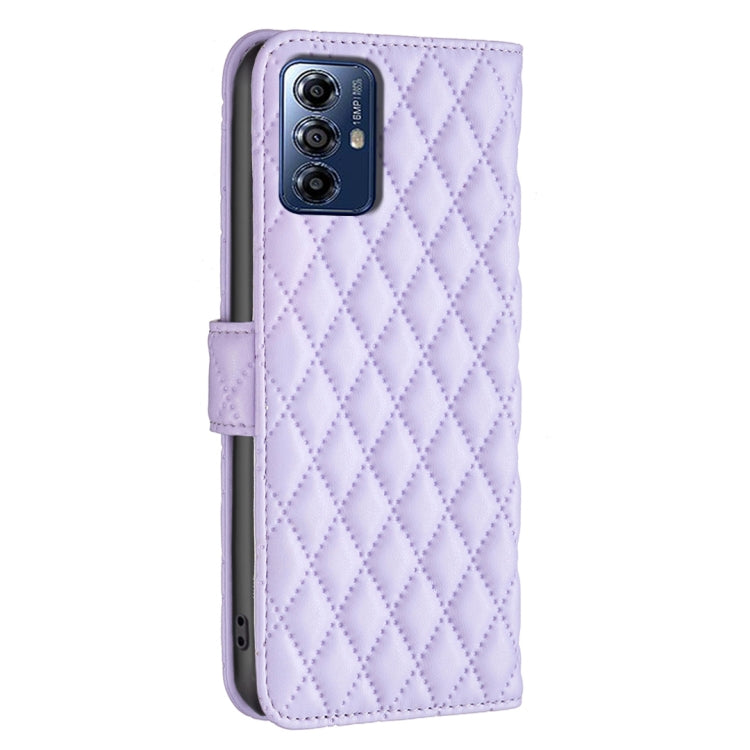 For Motorola Moto G Play 2024 Diamond Lattice Wallet Flip Leather Phone Case(Purple) - Motorola Cases by PMC Jewellery | Online Shopping South Africa | PMC Jewellery | Buy Now Pay Later Mobicred