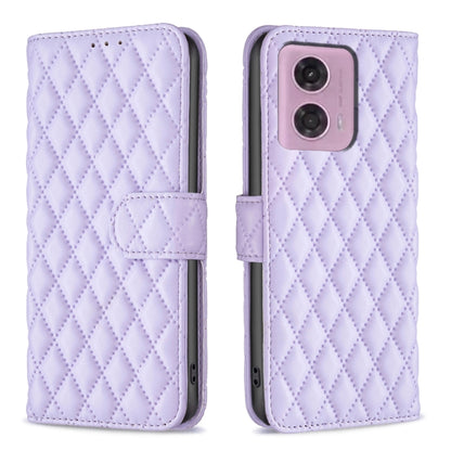 For Motorola Moto G34 5G Diamond Lattice Wallet Flip Leather Phone Case(Purple) - Motorola Cases by PMC Jewellery | Online Shopping South Africa | PMC Jewellery | Buy Now Pay Later Mobicred