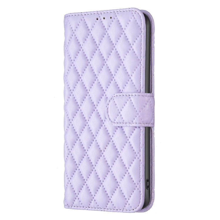 For Motorola Moto G34 5G Diamond Lattice Wallet Flip Leather Phone Case(Purple) - Motorola Cases by PMC Jewellery | Online Shopping South Africa | PMC Jewellery | Buy Now Pay Later Mobicred