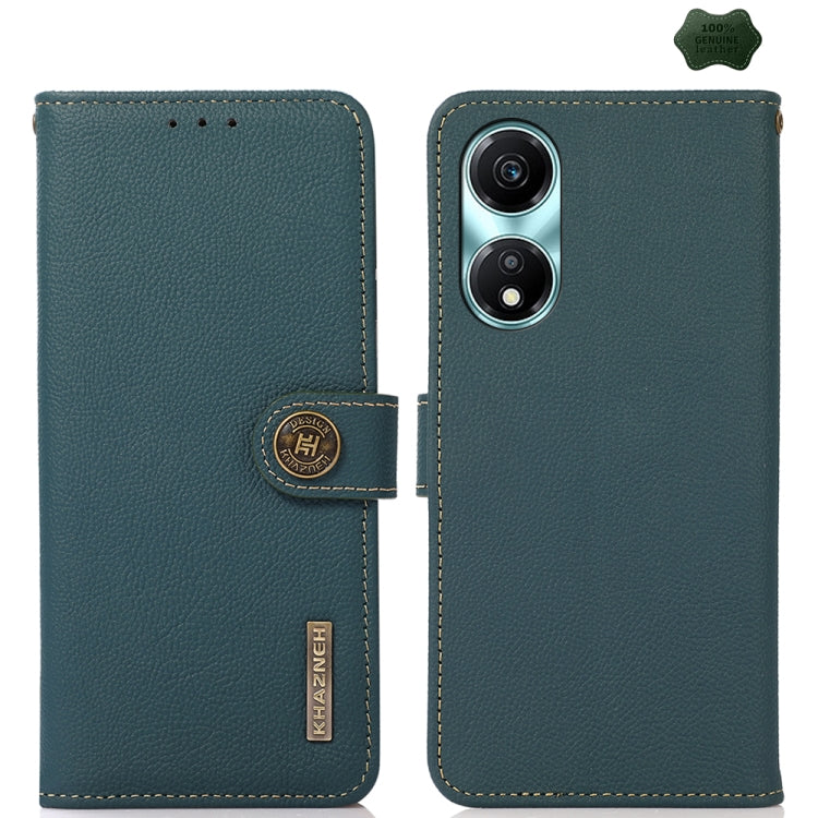 For Honor X5 Plus KHAZNEH Custer Genuine Leather RFID Phone Case(Green) - Honor Cases by PMC TechLife | Online Shopping South Africa | PMC TechLife | Buy Now Pay Later Mobicred